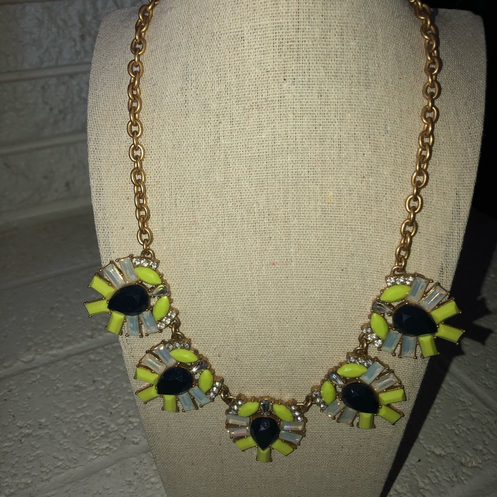 Blue and lime green bib necklace - worn once or twice.